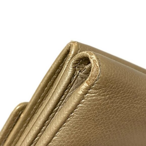 Auth CHANEL CC Button - Beige Calfskin Double-hook Wallet - Picture 2 of 12